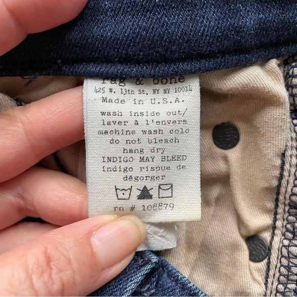 Rag & Bone Dark Wash Indigo Low Rise Capri Cropped Skinny Jeans - 28" - Picture 6 of 10